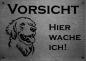 Preview: Edelstahl Warnschild Golden Retriever VORSICHT Hier wache ich!